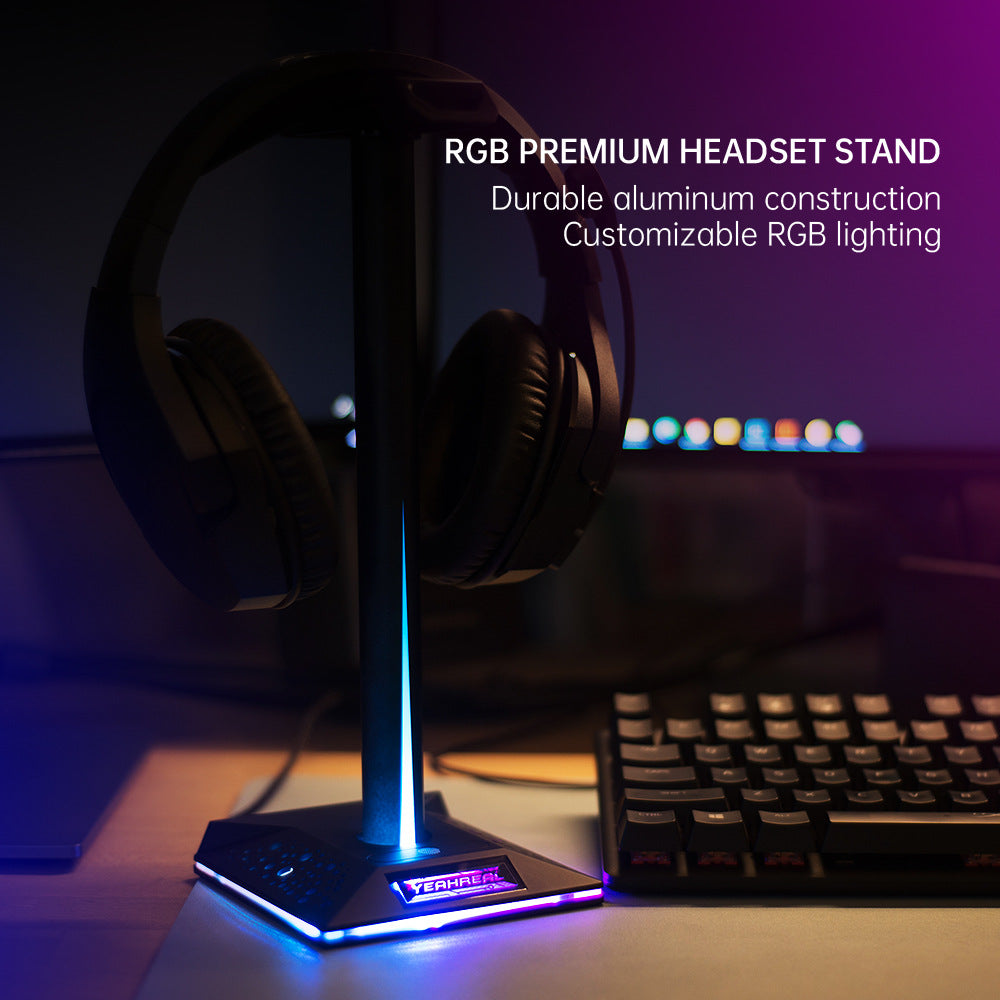 RGB Headphone Stand Ambient Light Emitting Dual USB - Headphone Accessories -  Trend Goods