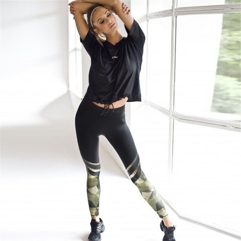 Camouflage printed stitching yoga pants - Yoga Pants -  Trend Goods