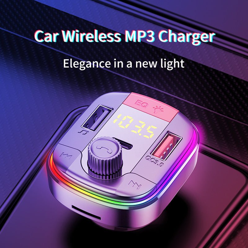 Car Mp3 Player Colorful Atmosphere Light Hands-Free Car Bluetooth Qc3.0 Car Charger - MP3 Chargers -  Trend Goods