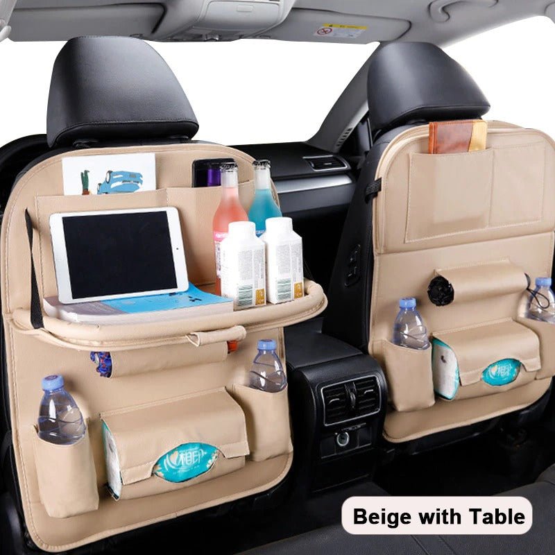 Car Seat Back Organizer Pu Leather Pad Bag Car Storage Organizer Foldable Table Tray - Auto Accessories -  Trend Goods