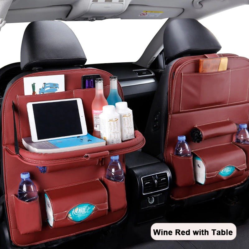 Car Seat Back Organizer Pu Leather Pad Bag Car Storage Organizer Foldable Table Tray - Auto Accessories -  Trend Goods