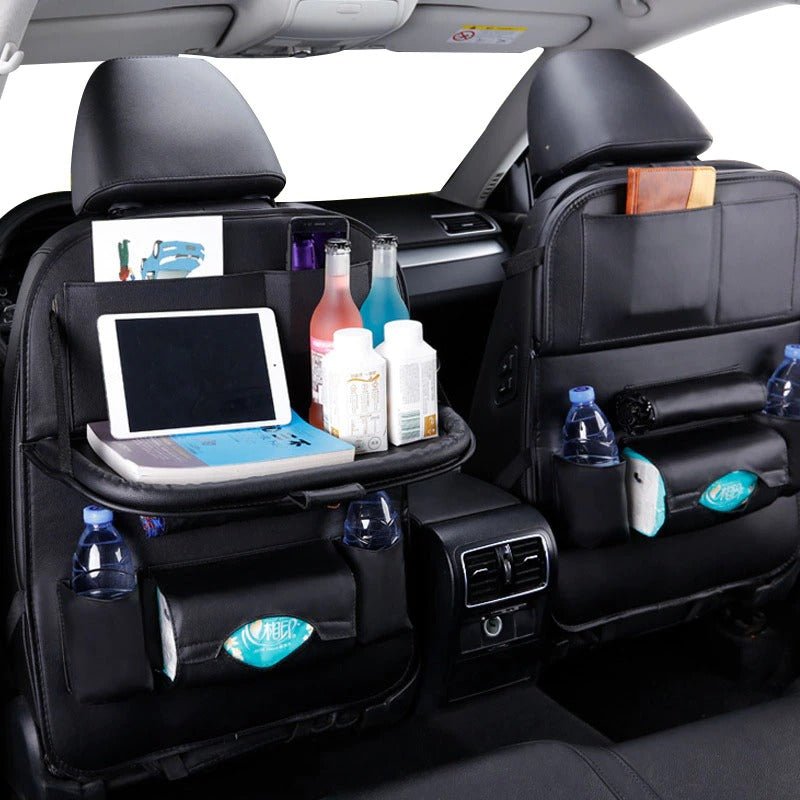 Car Seat Back Organizer Pu Leather Pad Bag Car Storage Organizer Foldable Table Tray - Auto Accessories -  Trend Goods