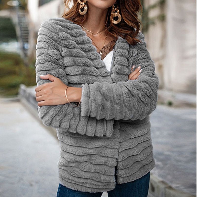 Cardigan Fur Coat Women Long Sleeve Shaggy Faux Fur Jacket - Jackets -  Trend Goods