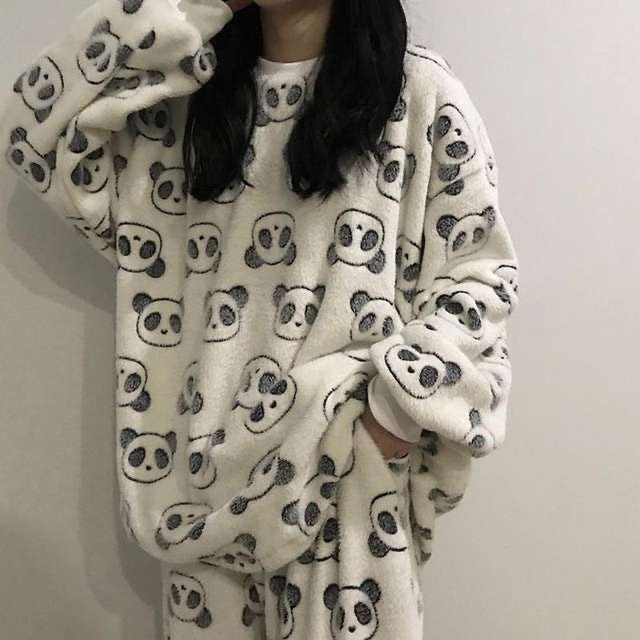 Cartoon Print Pajamas Sets Winter Warm Long Sleeve Sleepwear Home Nightclothes - Pajamas -  Trend Goods