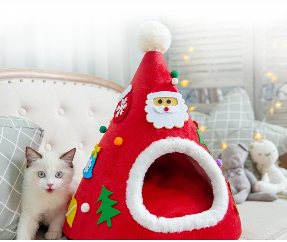 Cat Nest Christmas Hat Shape Sponge - Cat Nests -  Trend Goods