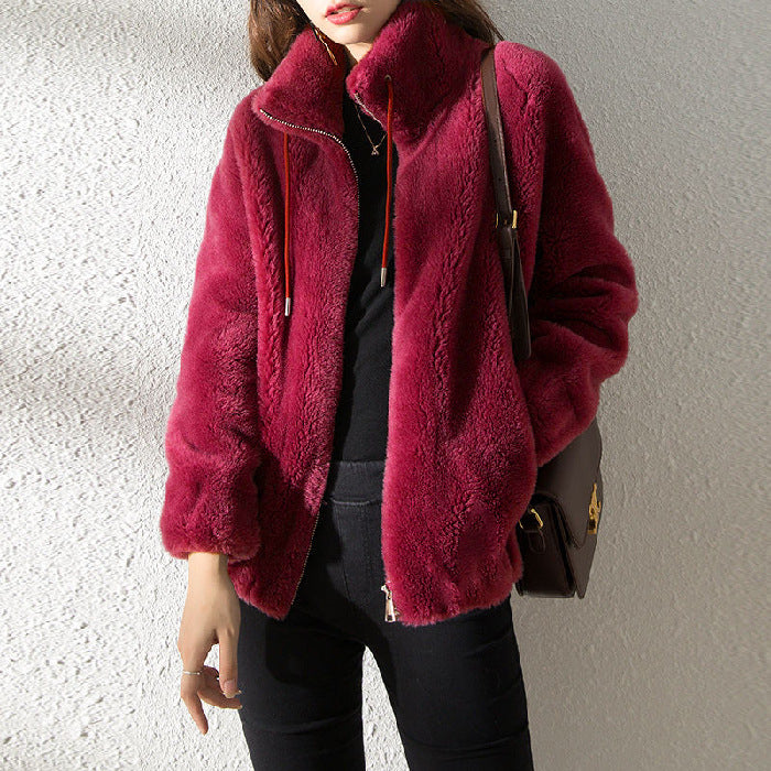 Double Faced Fleece Warm High Neck Coat - Coats -  Trend Goods