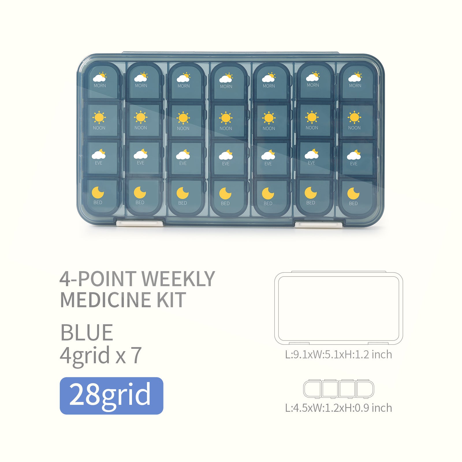 One Week Sealed Pill Box 21 - 28 Compartments - Pillboxes -  Trend Goods