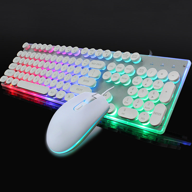 Colorful Crystal Luminous Wired Keyboard Mouse Set - Keyboard Mouse Set -  Trend Goods