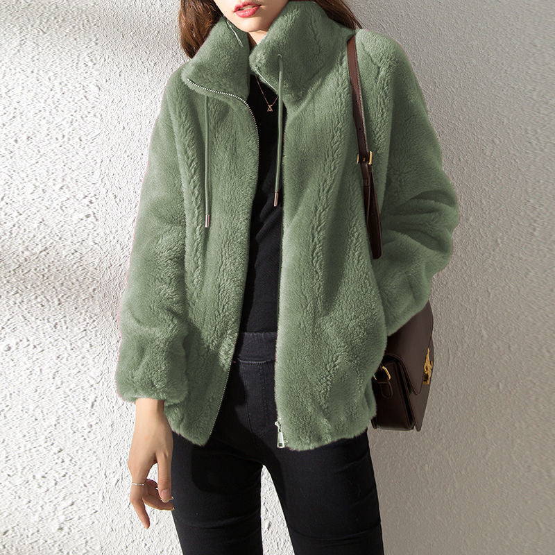 Double Faced Fleece Warm High Neck Coat - Coats -  Trend Goods