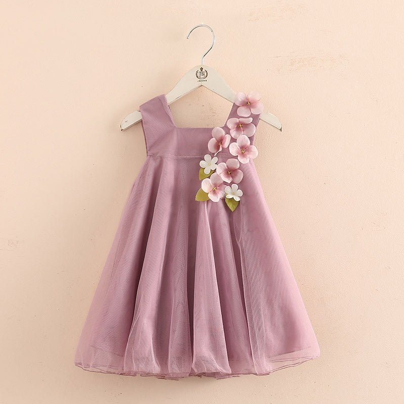 Children Birthday Wedding Dress with Flower Decoration  2-12 Years Old - Dresses -  Trend Goods