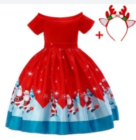 Children's Christmas print Dress mid-length skirt Santa Claus - Dresses -  Trend Goods