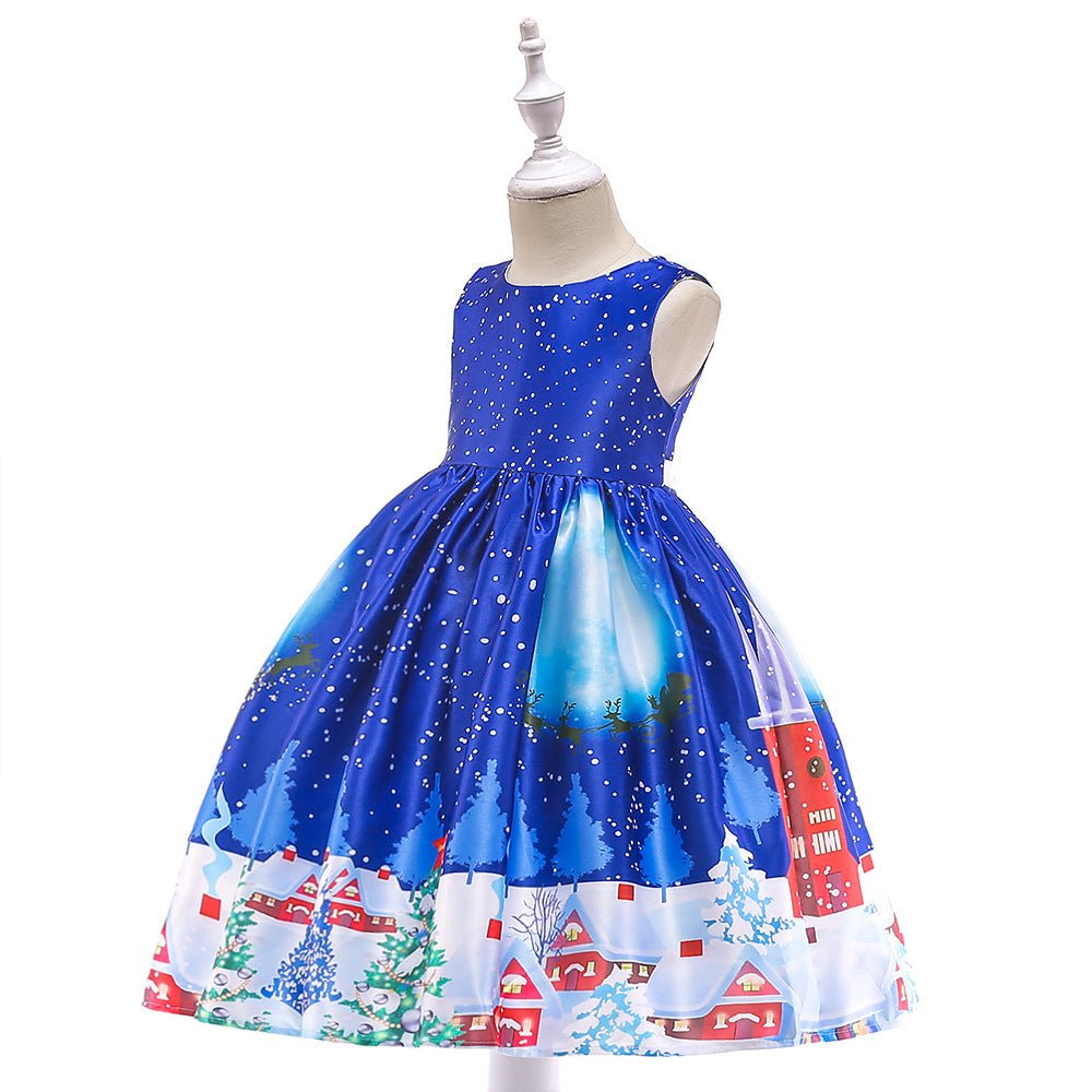 Children's Christmas print Dress mid-length skirt Santa Claus - Dresses -  Trend Goods