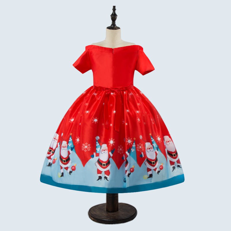 Children's Christmas print Dress mid-length skirt Santa Claus - Dresses -  Trend Goods