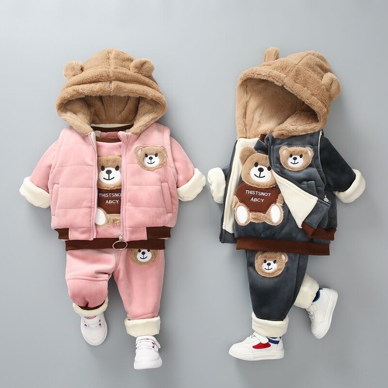 Children's Double-layer Plus Velvet Thick Three-piece Suit - Baby Clothing -  Trend Goods