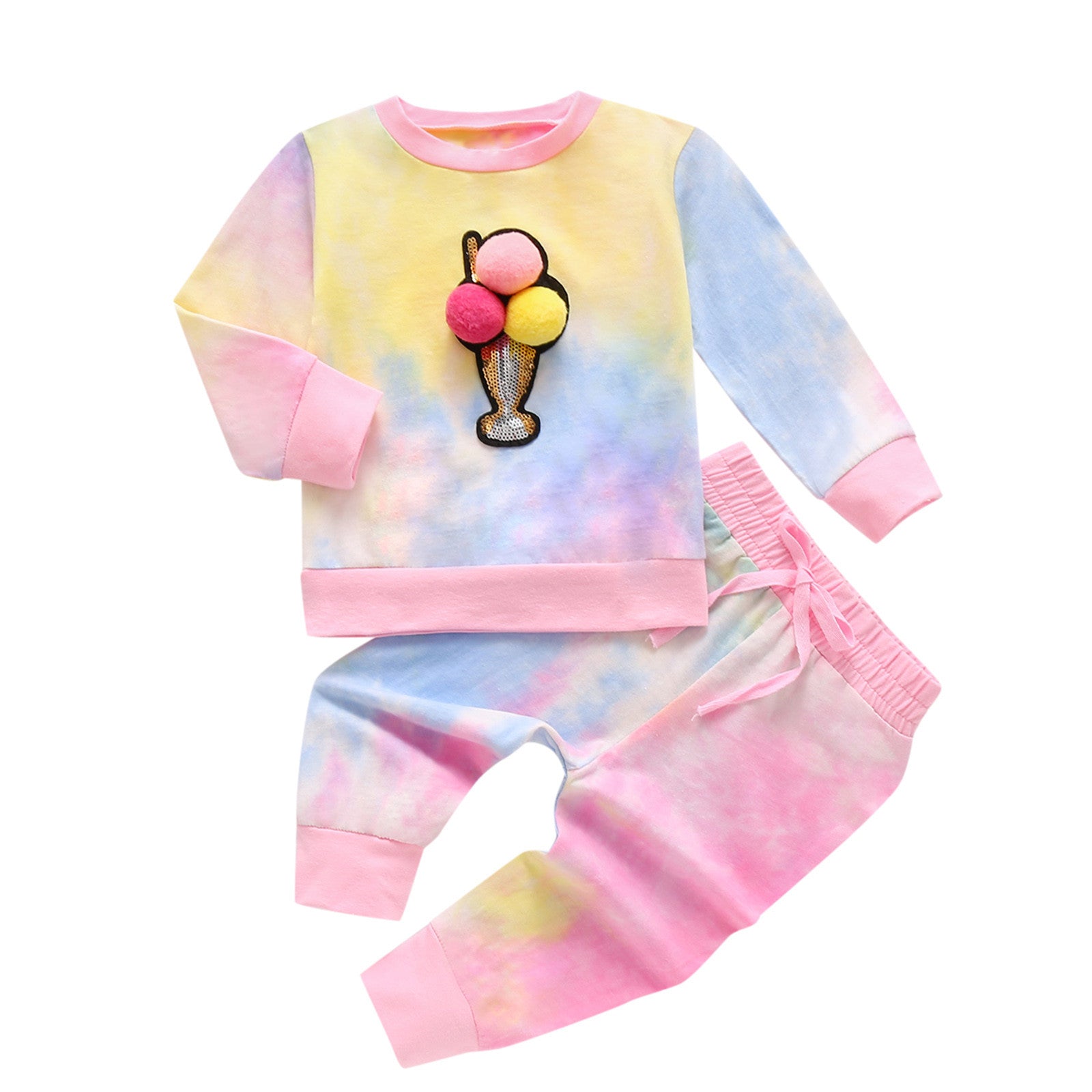 Children's Long-Sleeved Tie-Dye Ice Cream Printed Clothing Set - Clothing Sets -  Trend Goods