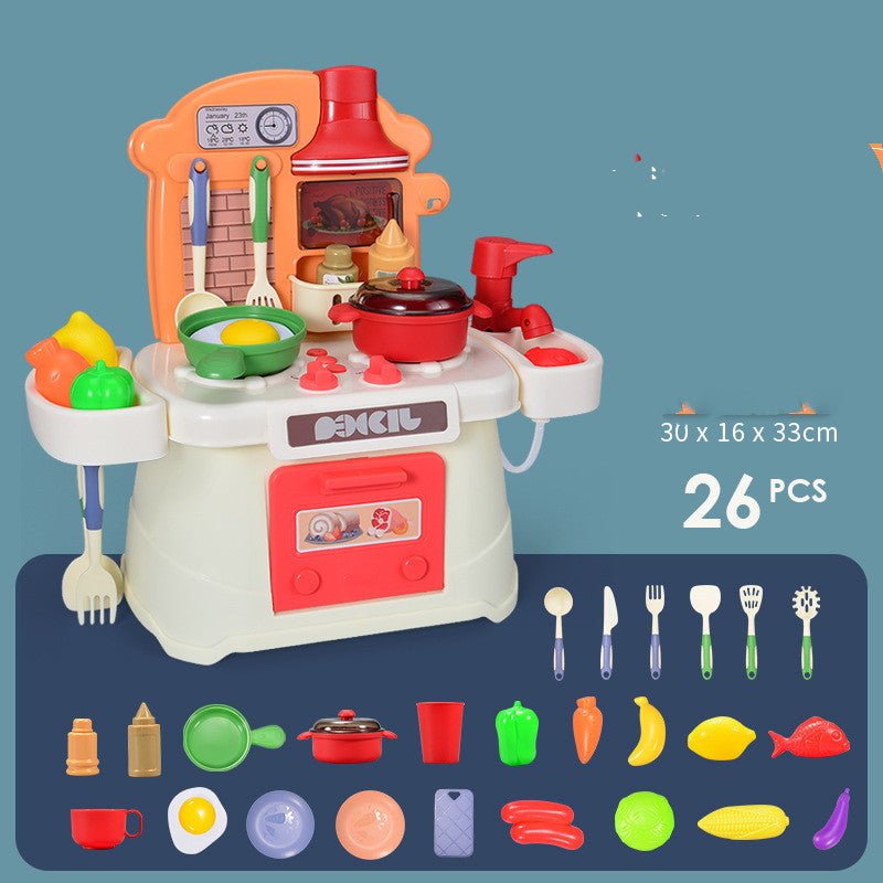 Children's Play House Tableware Table Light and Music Loop Water Cooking Girl Simulation Kitchen Toy Set - Kitchen Sets -  Trend Goods