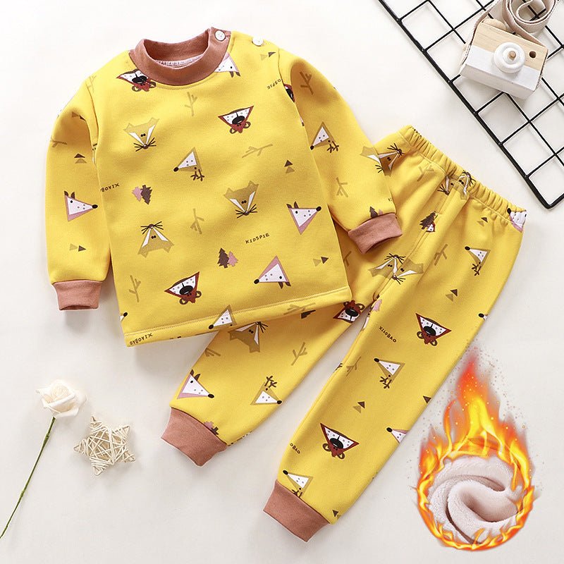 Children's Plus Velvet Thick Thermal Sleepwear Set - Sleepwear -  Trend Goods