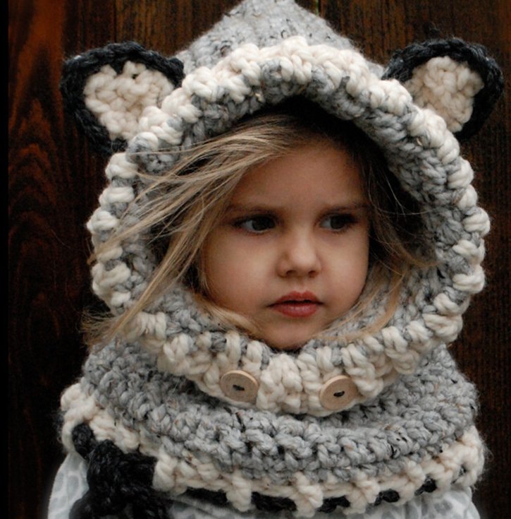 Children's wool knit hat hand-knitted warm earmuffs cape caps - Knitted Hats -  Trend Goods