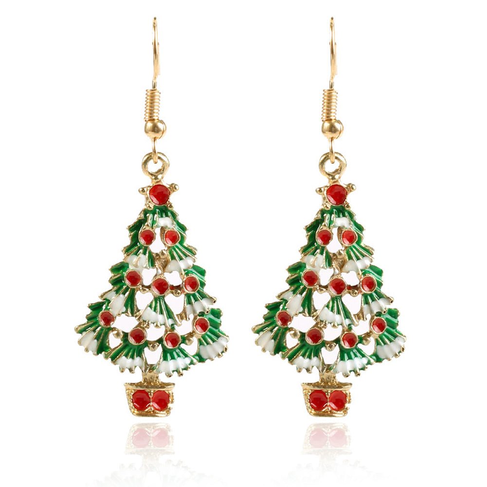 Christmas Color Oil Drop Christmas Tree Earrings - Earrings -  Trend Goods