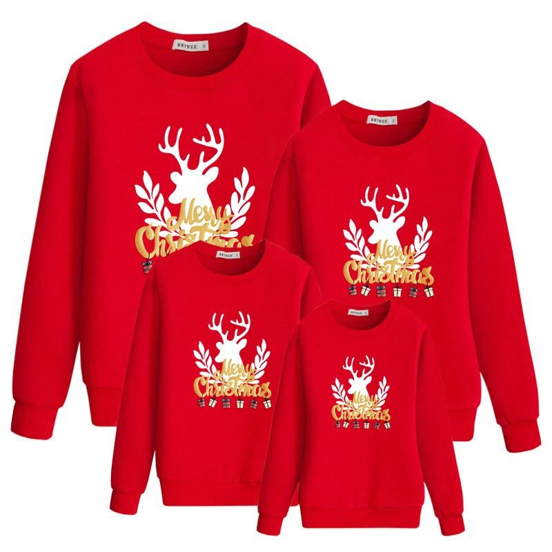 Christmas Creative Funny Print Crew Neck Top Family Wear Xmas Party - Sweatshirts -  Trend Goods