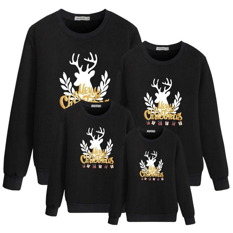 Christmas Creative Funny Print Crew Neck Top Family Wear Xmas Party - Sweatshirts -  Trend Goods