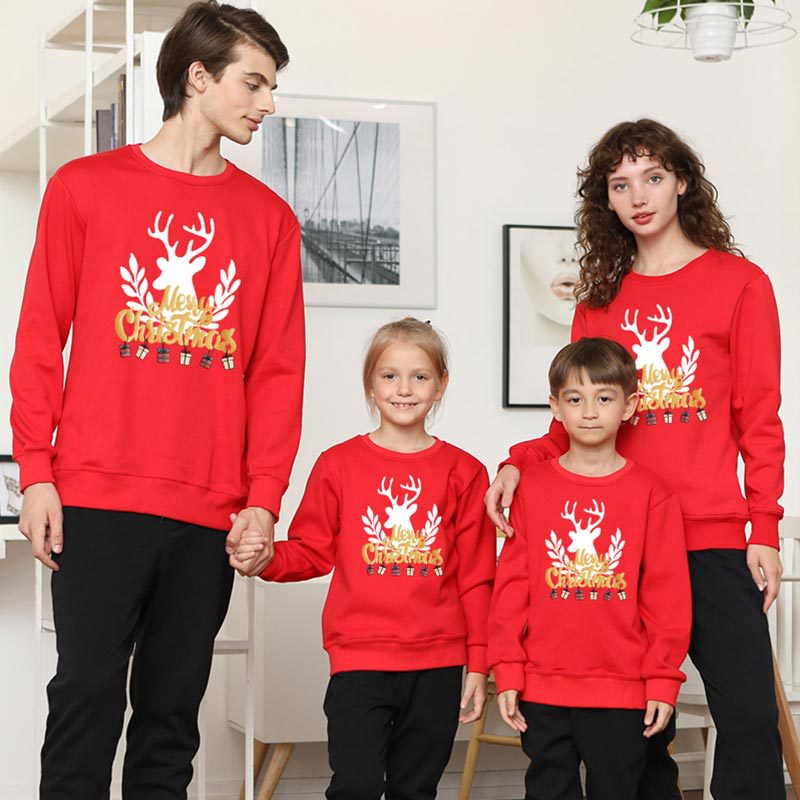 Christmas Creative Funny Print Crew Neck Top Family Wear Xmas Party - Sweatshirts -  Trend Goods