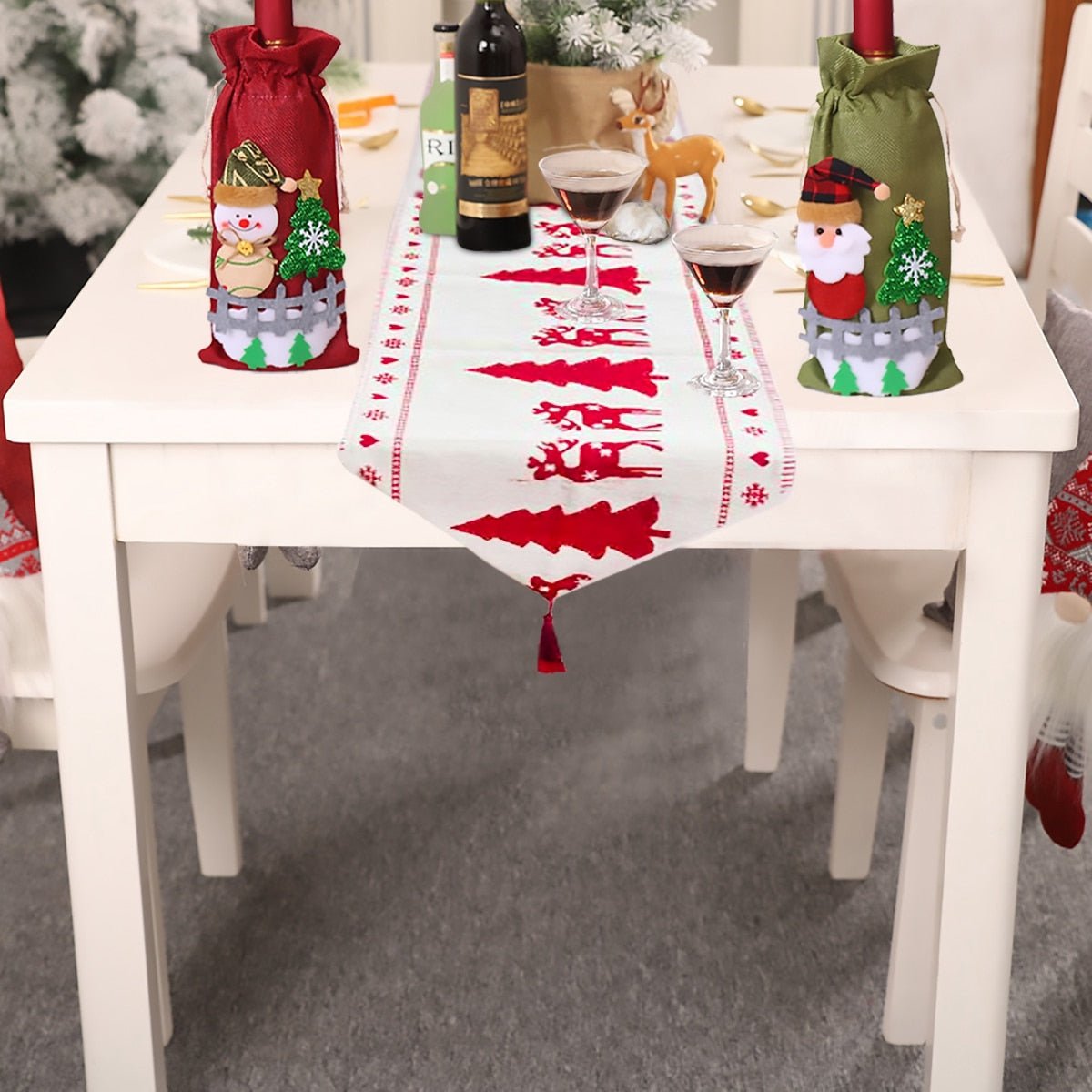 Christmas Elk Snowman Table Runner Merry Christmas Decorations - Table Runners -  Trend Goods