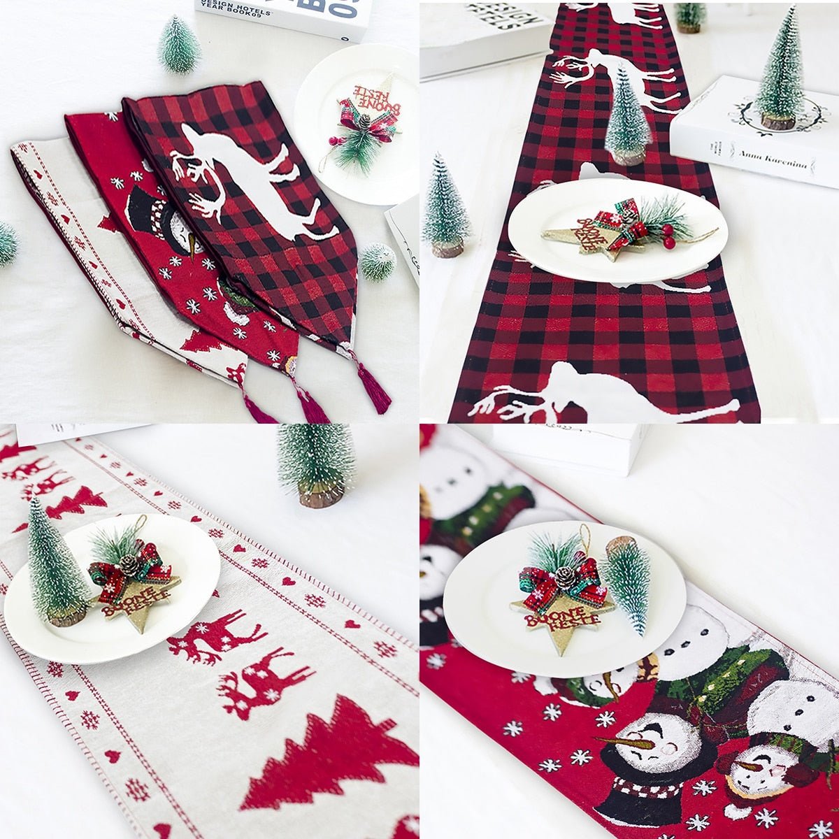 Christmas Elk Snowman Table Runner Merry Christmas Decorations - Table Runners -  Trend Goods