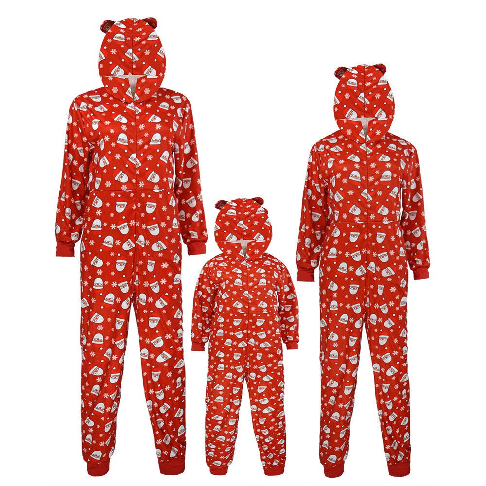 Christmas Family Matching Onesies Sleepwear Jumpsuit Santa Claus Long Sleeve Hooded - Pajamas -  Trend Goods