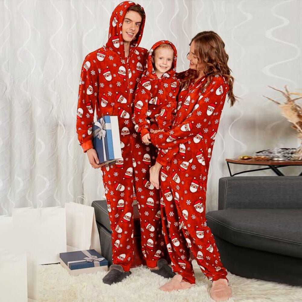 Christmas Family Matching Onesies Sleepwear Jumpsuit Santa Claus Long Sleeve Hooded - Pajamas -  Trend Goods