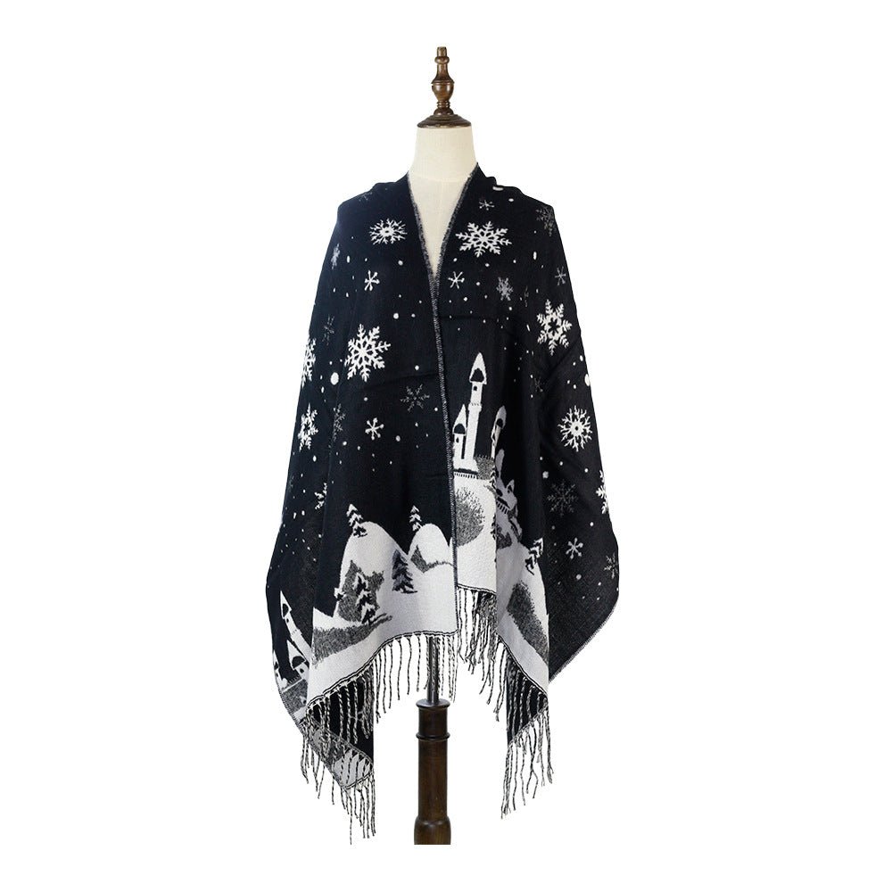 Christmas fawn Castle jacquard Shawl - Shawls -  Trend Goods