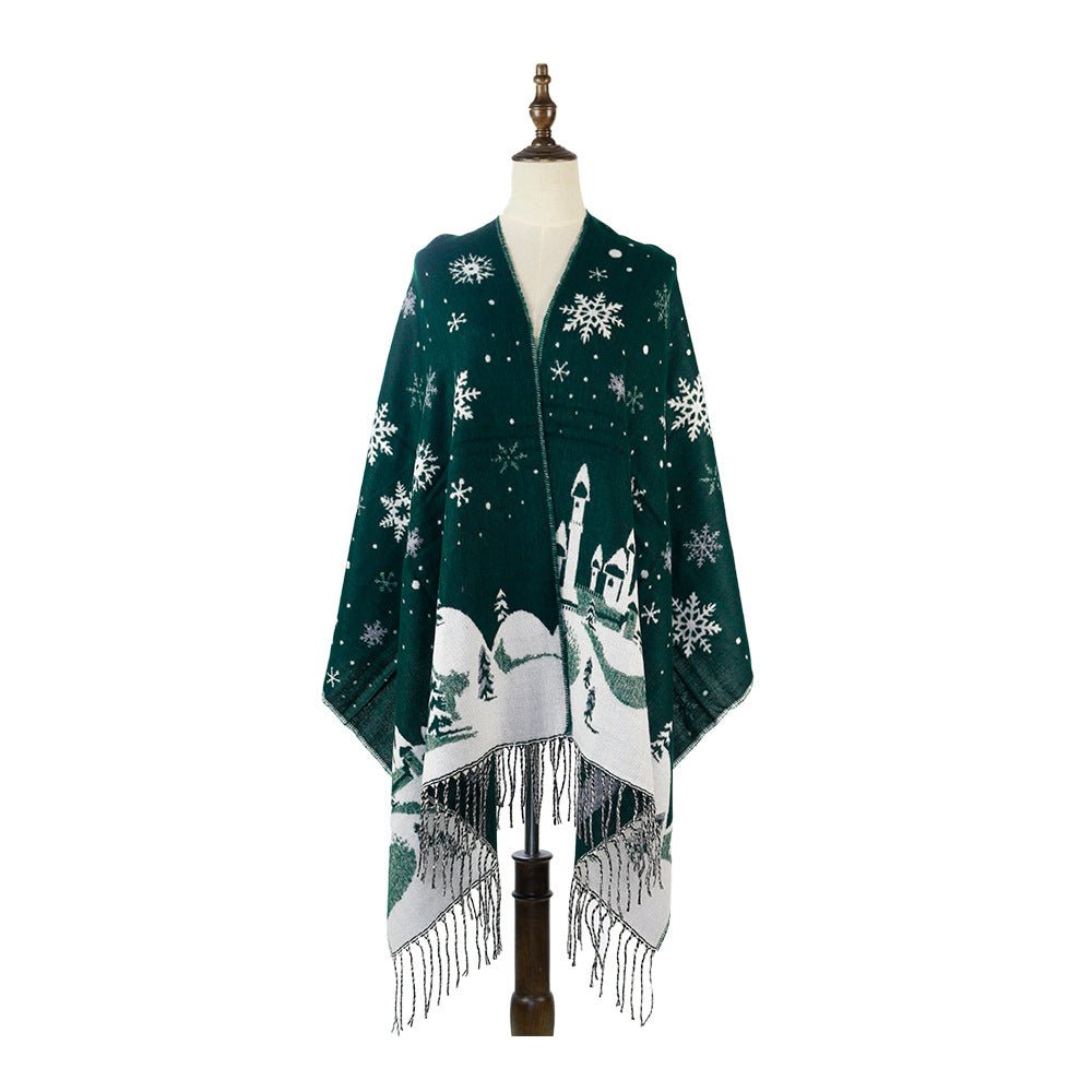 Christmas fawn Castle jacquard Shawl - Shawls -  Trend Goods