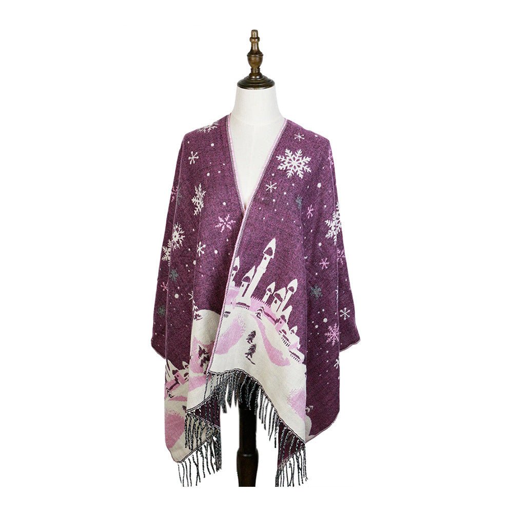 Christmas fawn Castle jacquard Shawl - Shawls -  Trend Goods