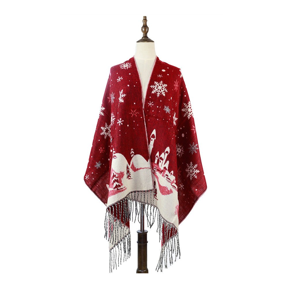 Christmas fawn Castle jacquard Shawl - Shawls -  Trend Goods