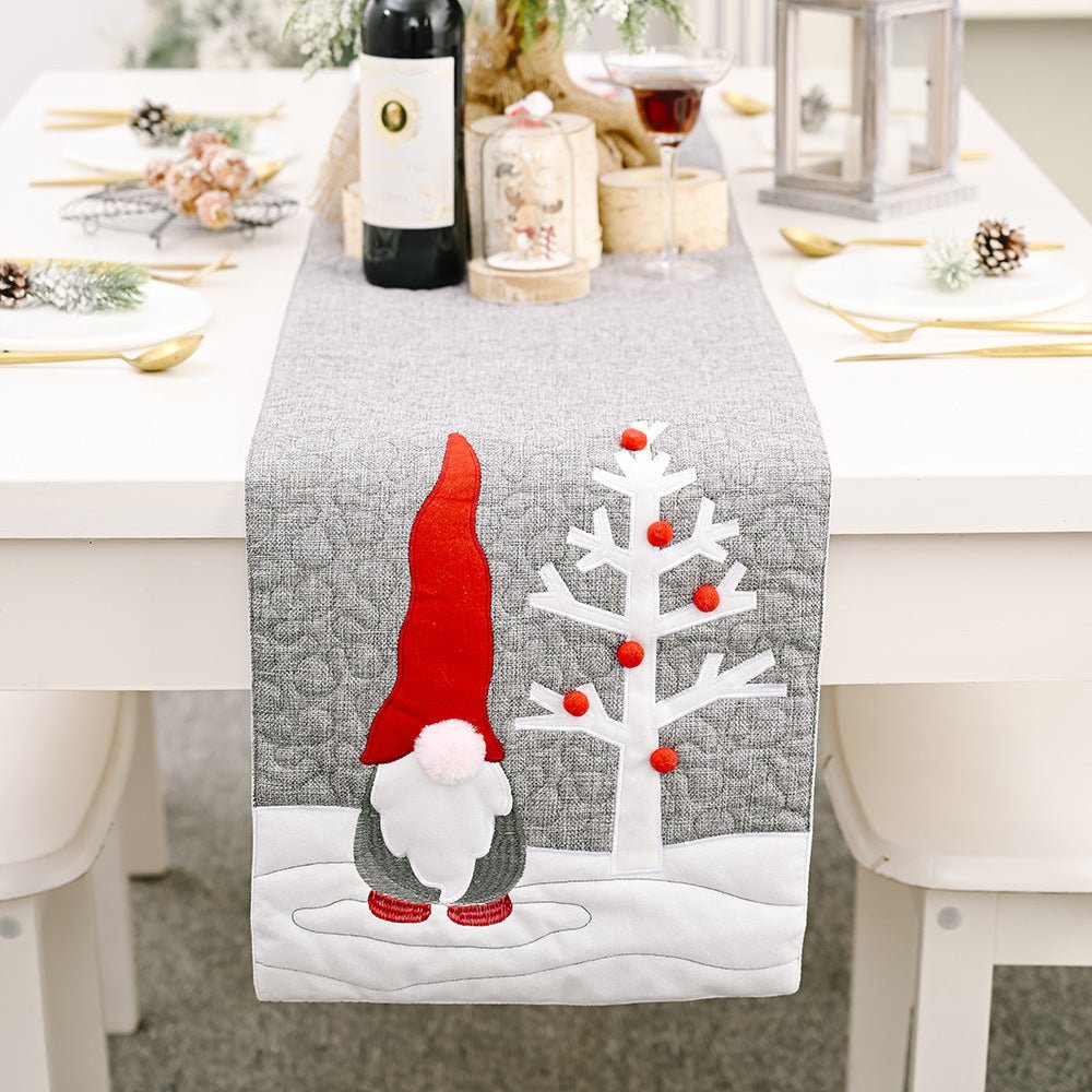Christmas Gnome Plush Doll Gray Table Runner Christmas Home Dinner Table Decoration - Table Runners -  Trend Goods