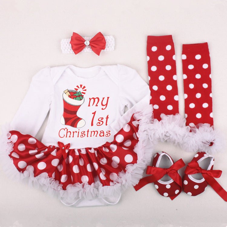 Christmas Newborn Baby Shoes Wearing Long Sleeve Dress - Baby Clothing -  Trend Goods