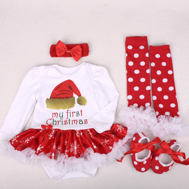 Christmas Newborn Baby Shoes Wearing Long Sleeve Dress - Baby Clothing -  Trend Goods