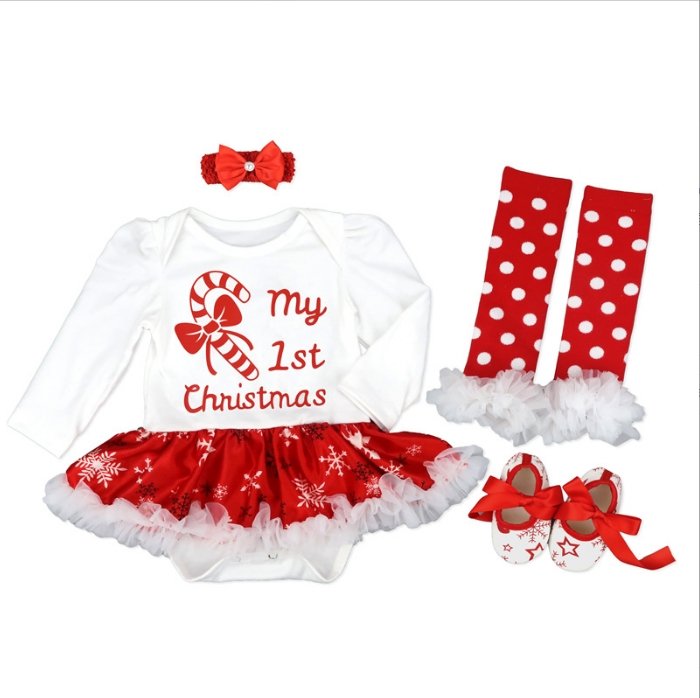 Christmas Newborn Baby Shoes Wearing Long Sleeve Dress - Baby Clothing -  Trend Goods