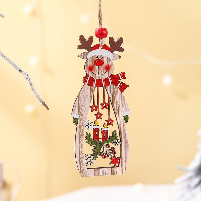 Christmas Supplies Wooden Hollow Long Pendant - Ornaments -  Trend Goods