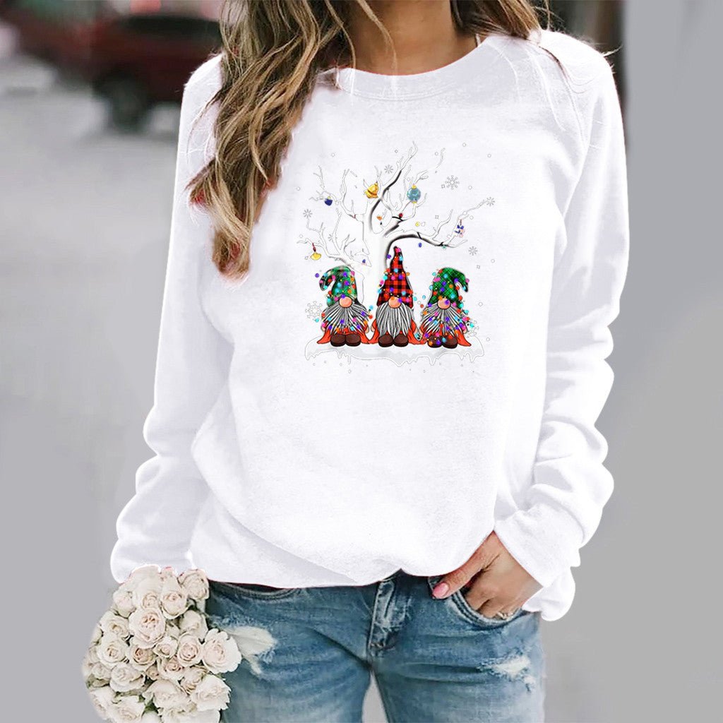 Christmas Tree Print Hoodless Round Neck Sweatshirt Women's Top - Sweatshirts -  Trend Goods