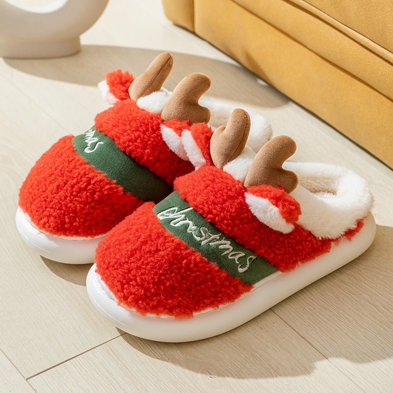 Christmas Winter Home Slippers Elk Soft Cozy Bedroom Slipper - Slippers -  Trend Goods