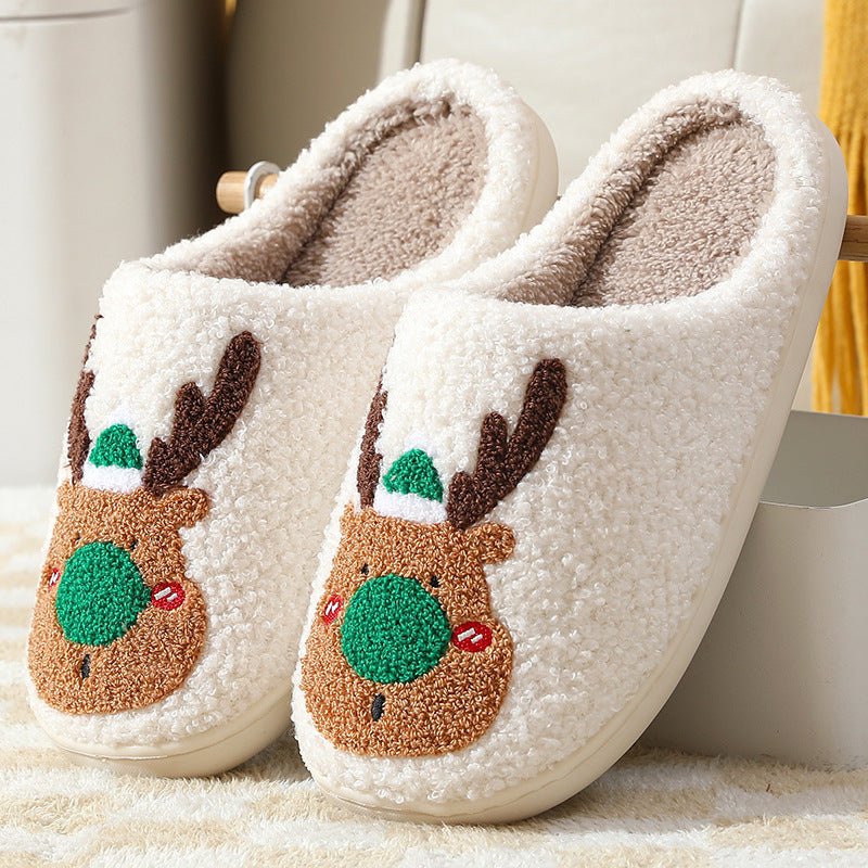 Christmas Winter Home Slippers Elk Soft Cozy Bedroom Slipper House Shoes - Slippers -  Trend Goods