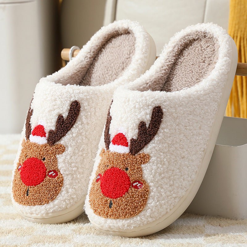 Christmas Winter Home Slippers Elk Soft Cozy Bedroom Slipper House Shoes - Slippers -  Trend Goods