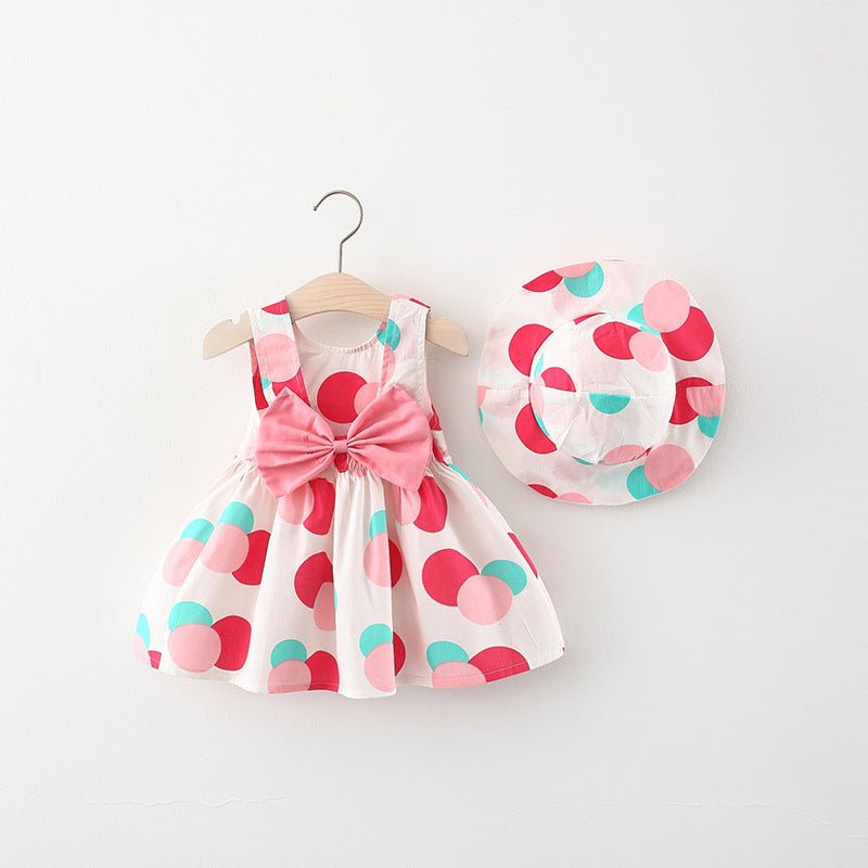 Circles Printed Polka-Dot Dress with Hat - Baby Dresses -  Trend Goods