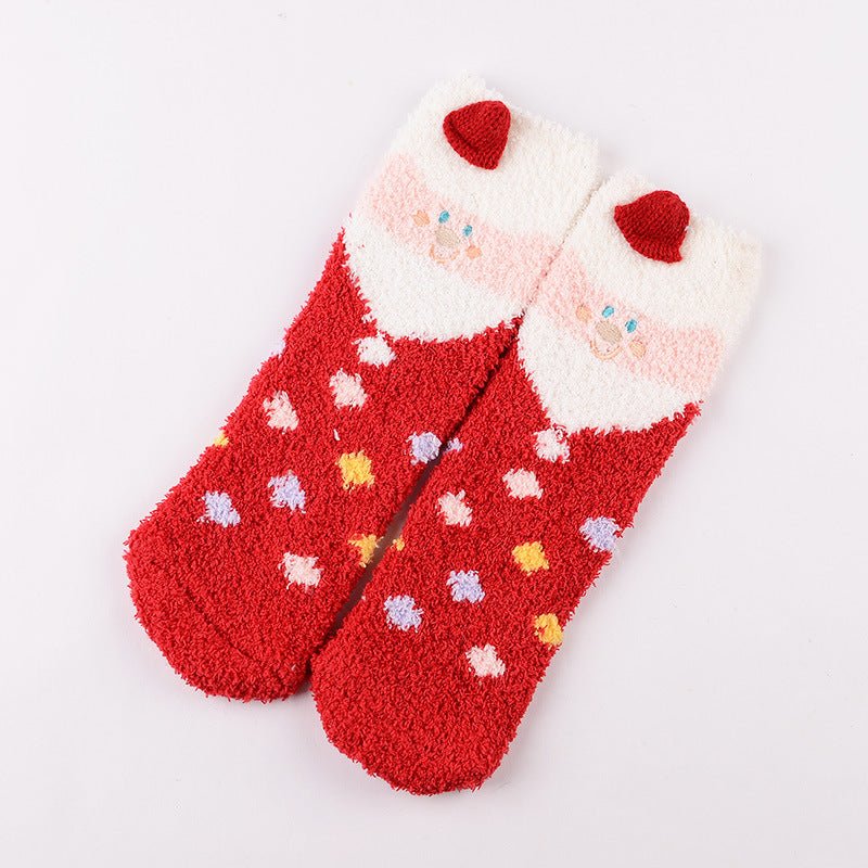 Coral Fleece Christmas Cartoon Terry Socks - Socks -  Trend Goods