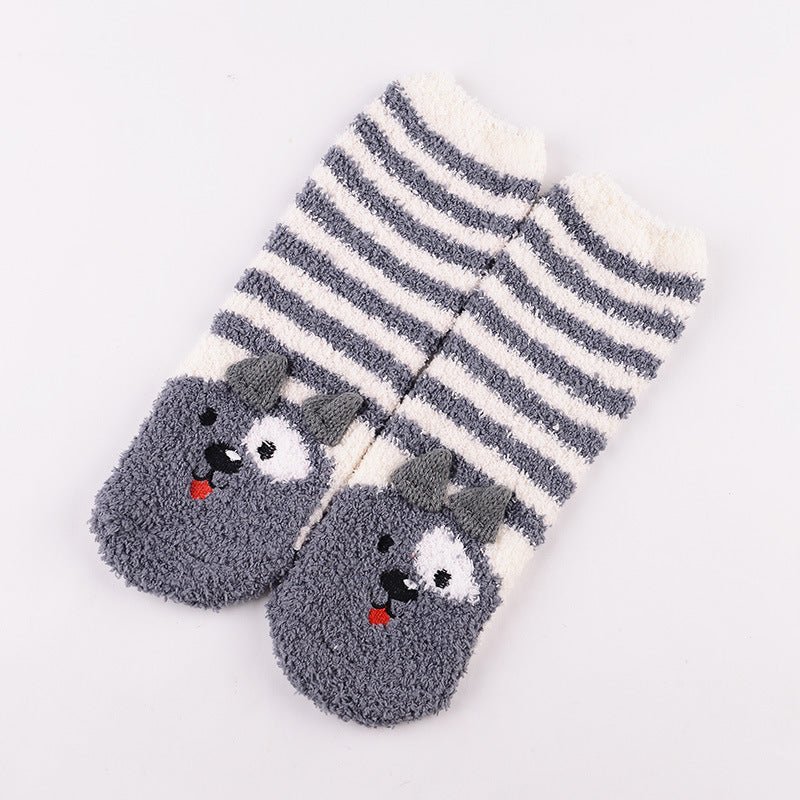 Coral Fleece Christmas Cartoon Terry Socks - Socks -  Trend Goods