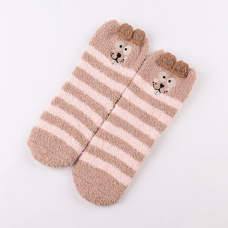 Coral Fleece Christmas Cartoon Terry Socks - Socks -  Trend Goods