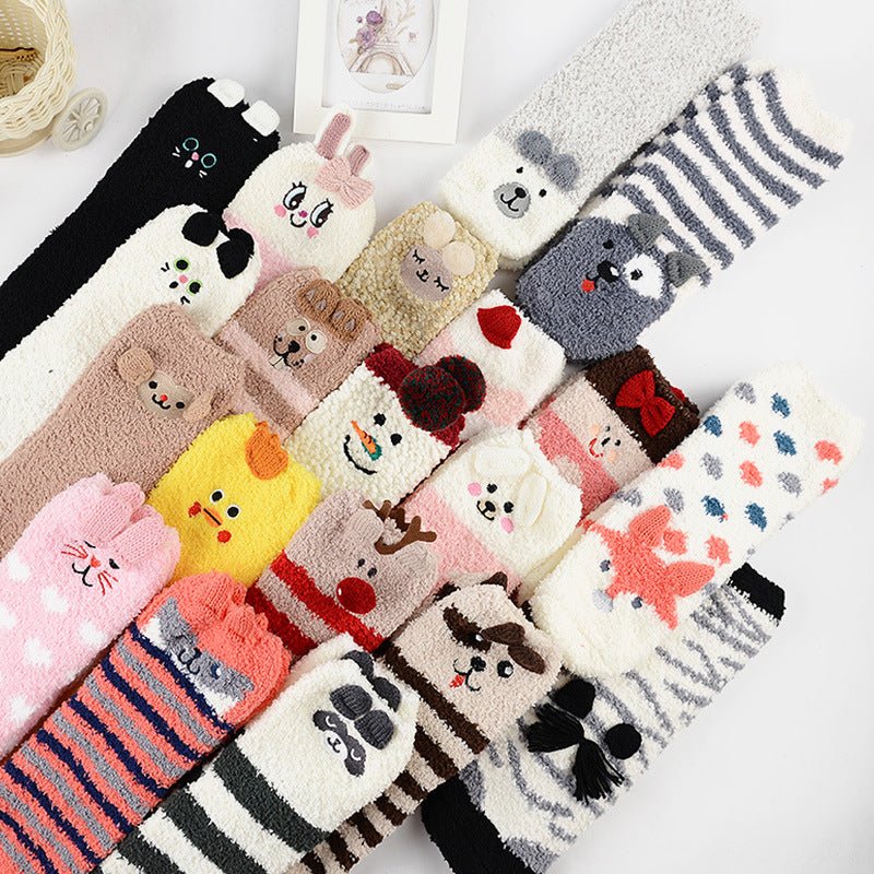 Coral Fleece Christmas Cartoon Terry Socks - Socks -  Trend Goods