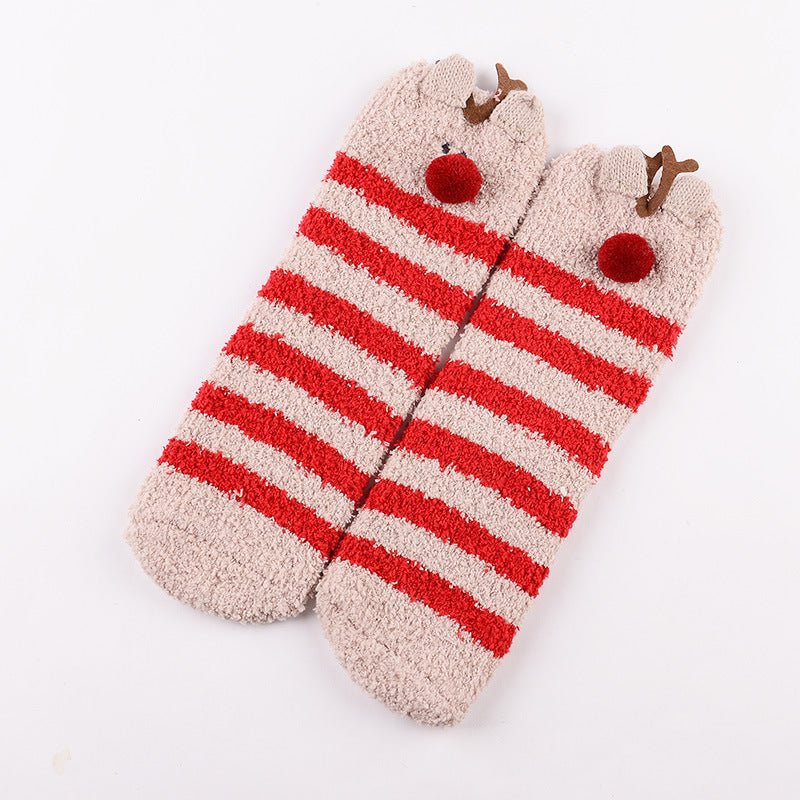 Coral Fleece Christmas Cartoon Terry Socks - Socks -  Trend Goods