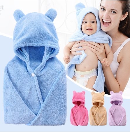 Cotton baby care hooded bath towel - Baby Bathing -  Trend Goods